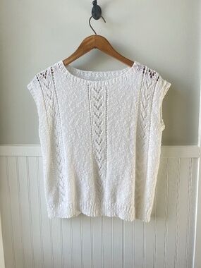 Hand knit white Sweater Vest